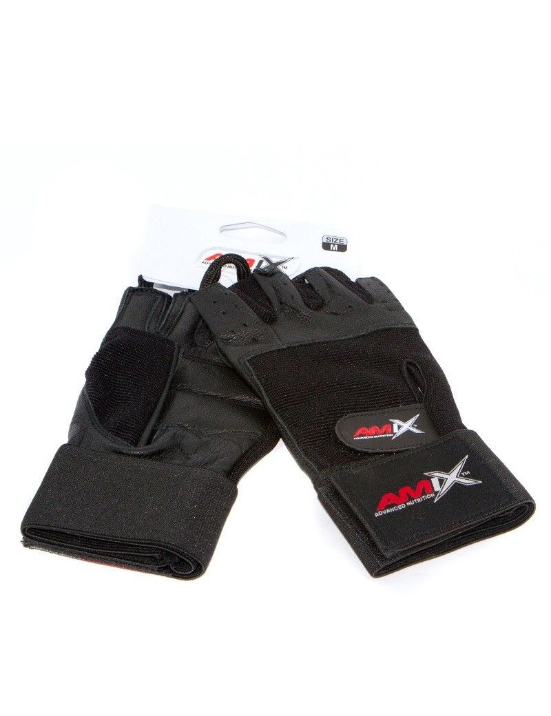 Guantes con muñequera negros M